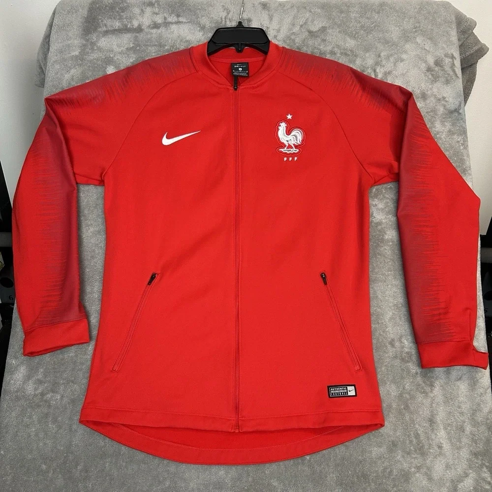 Nike Authentic France National Team Football Red Jacket Full‎ Zip Mens Sz Medium